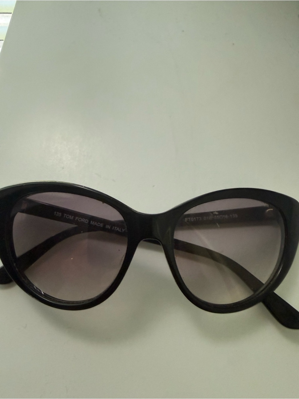 Tom Ford Black Cat-Eye Sunglasses with Gradient Gray Lenses